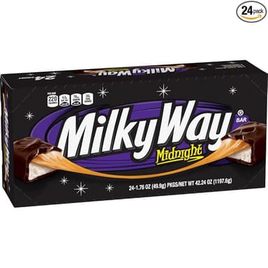 MILKY WAY Dark Chocolate Candy Bars, Midnight Dark, Full Size, 1.76 oz (Pack of 24) Chocolate Bars Bulk - Image 1