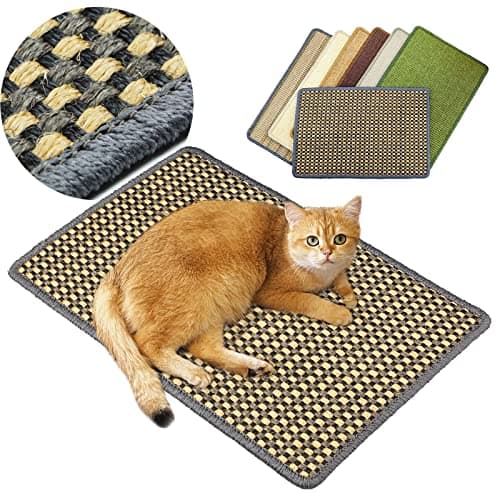 Pethave Cat Scratching Mat,23.6 x 15.7inch Sisal Cat Scratchers for Indoor Cats with Velcro Tapes,Stick on Floor Wall Cat Scratcher,Horizontal Cat Scratcher Protect Carpets and Sofas (Grid Style)… - Image 1