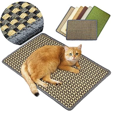 Pethave Cat Scratching Mat,23.6 x 15.7inch Sisal Cat Scratchers for Indoor Cats with Velcro Tapes,Stick on Floor Wall Cat Scratcher,Horizontal Cat Scratcher Protect Carpets and Sofas (Grid Style)… - Image 1