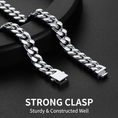 Stainless Steel Mens Cuban Link Chain, Miami Cuban Chain Necklace for Men, 9mm Wide Hip Hop Mens Jewelry, 20" - Image 3