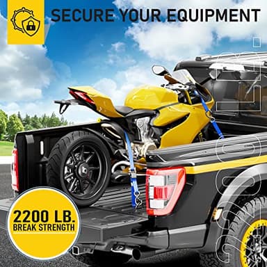 AUGO Ratchet Straps Heavy Duty 4 Pack -15 FT - 2200 LB Break Strength – with Safety Lock S Hooks - Cargo Straps for Moving, Appliances, Motorcycle – Soft Loop Tie Down Straps - Image 6