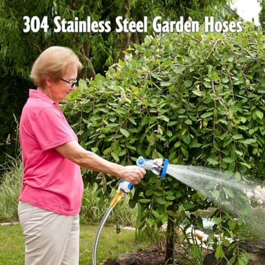 Dphkcey Metal Garden Hose 75FT, Stainless Steel Heavy Duty Water Hose with 10 Function Nozzles, Lightweight and Flexible, Kink Free Sturdy Easy Storage for Yard, Outdoor, RV, Lawn, Car - Image 7