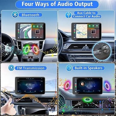Portable Wireless with Apple CarPlay and Android Auto Screen for Car, 7" HD Touch Screen Car Stereo with Mirror Link, Bluetooth 5.2, Backup Camera, AUX,FM Transmitter for All Vehicle - Image 4