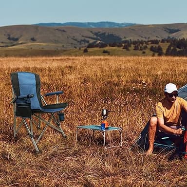 Camping Chair for Adults 2 Pack Heavy Duty Outdoor Patio Lawn Chairs Portable Support 350 LBS High Back Padded Oxford with Armrests, Storage Bag, Cup Holder, for Outside Fishing, Camping, 2PCS - Image 7