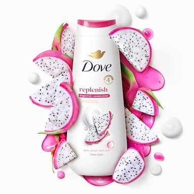 Dove Body Wash 4 Count for 24hr Lotion-Soft Skin Replenish Dragon Fruit and Coconut Cream Moisturizing Skin Cleanser with No Sulfates No Parabens - Image 11