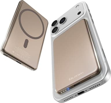 0.3" Ultra Slim] [Alloy-Made] ULiXWH Magsafe Portable Charger for iPhone, 2025 Upgrade 5000mAh Fast Charging Magnetic Power Bank, Wireless Battery Pack for iPhone 17 Air 16 15 Pro Max 14, Desert Gold - Image 1