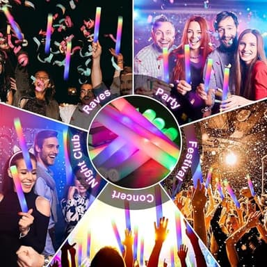 HTPREC 102Pcs LED Foam Glow Sticks Bulk,Longer Lasting Flashing,Giant Light up Foam Sticks,Glow in The Dark Party Favors for Wedding,Birthday,Concert, Parties, Camping, Sporting Events - Image 3