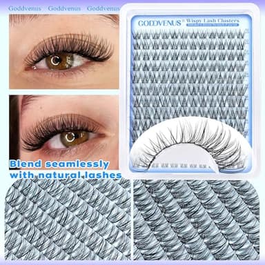 Goddvenus Wispy Lash Clusters 10-16mm Lashes Clusters Eyelash Extensions Natural Individual Lashes 144pcs D Curl Lash Extension DIY Soft Comfortable Eyelash Clusters with Cotton Band - Image 6