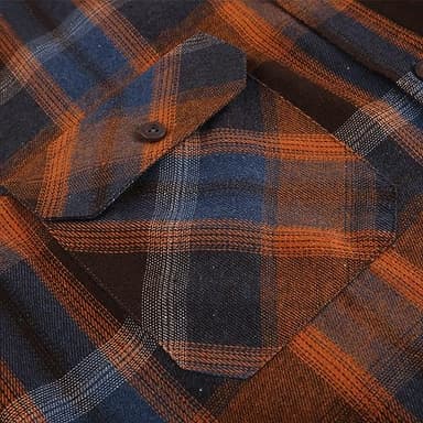 Esabel.C Flannel Shirts for Women Long Sleeve Button Down Plaid Fall Shirt Casual Work Tops,Orange/Blue,L - Image 4