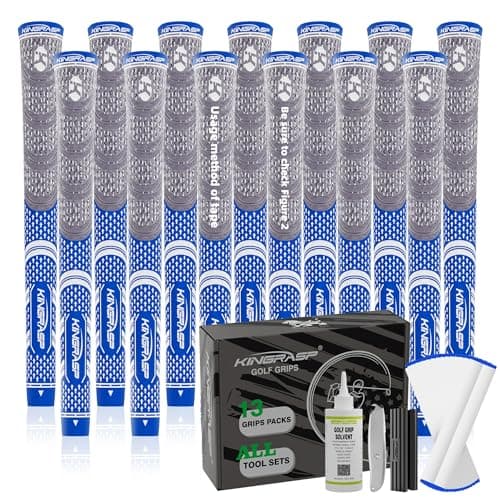 KINGRASP Premium Rubber Golf Grips 13 Pack, Anti-Slip，Super Stability,Cord Rubber, Golf Club Grips,Standard/Mid Size/Oversize, 13 Grips with All Kits - Image 1