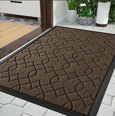 Yimobra Front Door Mats Outside Entrance, 36x24 All-Season Waterproof Welcome Matt Outdoor, All-Weather Non-Slip Doormat, Non Slip Porch Patio Indoor Entrance Mat, Brown - Image 1