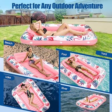 Premium Inflatable Tanning Pool Lounger Lake Flamingo Pool Float Floaties for Adults - Comfortable Design with Cup Holders and Headrest - Perfect for Beach Parties, Lake Lounging, and Tanning - Image 6