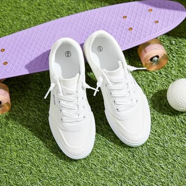 hash bubbie Unisex Slip on Sneakers Women's Canvas Sneakers Classic Non Slip Canvas Shoes Casual Tennis Shoes for Men（White.US8.5W/6.5M） - Image 8