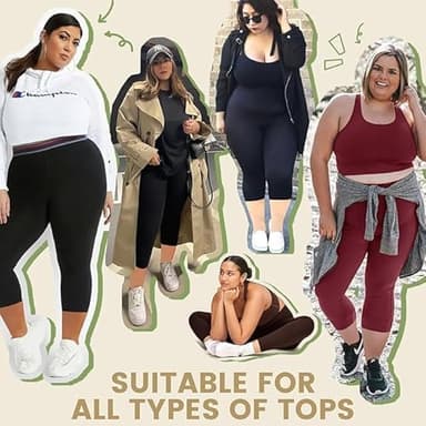 HLTPRO 3 Pack Plus Size Capri Leggings with Pockets for Women - High Waisted Soft Workout Tummy Control Yoga Pants 2X-Large - Image 3