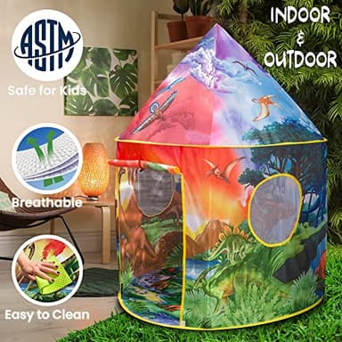 W&O Dinosaur Discovery Kids Tent with Roar Button, Dinosaur Toys and LED Lights - Epic Pop Up Tent for Boys & Girls - Perfect for Indoor & Outdoor Adventures - Image 7