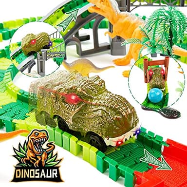 BEMITON Dinosaur Toys Race Car Track, Create a Dinosaur World Road Race, Flexible Dinosaur Track Toys Set, Christmas Birthday Gifts for 3 4 5 6 7 Years Old Boys Girls Kids - Image 5
