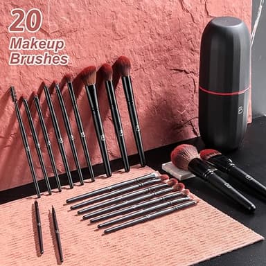 BS-MALL Makeup Brushes Set Professional – 20Pcs Premium Synthetic Foundation Powder Concealers Eye shadows Blush Makeup Brushes with Black case - Image 6