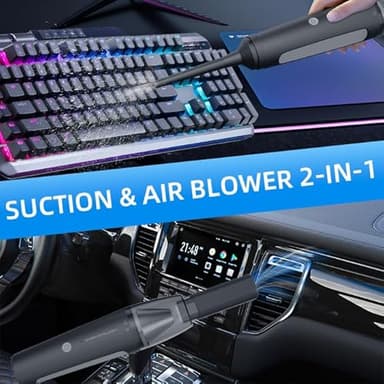 OMO Handheld Handheld Vacuum, 13000PA Portable Cordless Car Vacuum Cleaner, Suction and Blow 2 in 1 Dust Removal Vacuum Cleaner for Car, Home, Office, Pet.Blue - Image 3