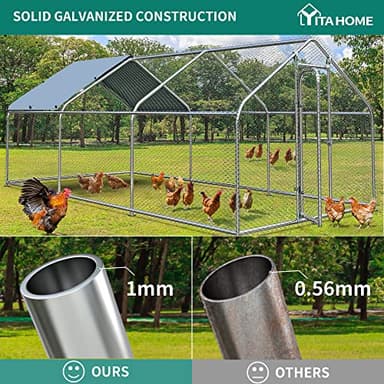 YITAHOME Large Metal Chicken Coop with Waterproof Cover, 19.68'L x 9.84'W x 6.49'H Walk-in Poultry Cage with Run, Chicken Hen Run Duck House Rabbits Cage for Outdoor Backyard Farm Use-3 Cages - Image 5