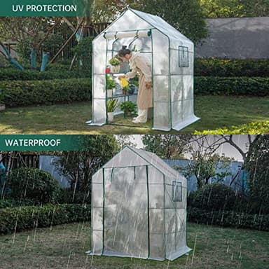 Greenhouses for Outdoors,Portable Walk in Greenhouse for Garden Plants That Need Frost Protection and Away from Pests,Animals(56"x55"x78")-White - Image 4