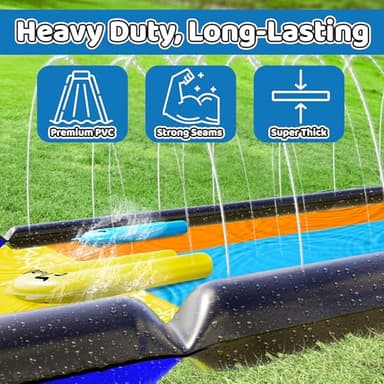 JAMBO XL Premium 20Ft Slip Splash and Slide with 2 Bodyboards, Heavy Duty Water Slide with Advanced 3-Way Water Sprinkler System, Backyard Waterslide, Splash Mat, Outdoor Water Toys n Slides for Kids - Image 5