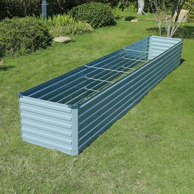 Foxlang 12x2x1.5ft Galvanized Raised Garden Bed,Outdoor Planter Box Metal Patio Kit Planting Bed for Vegetables Flowers Herb,Grey - Image 6
