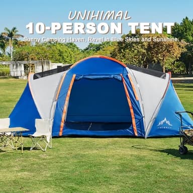 Tents for Camping, Waterproof 10 Person Family Tent with Double Layer & 4 Large Mesh Windows, Weather Resistant Easy Setup 2 Room Big Tent for Music Festival, Parties, 18 X 9 X 6.8Ft - Image 8