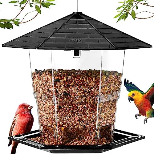 Jealoeur Bird Feeders for Outdoors Hanging Bird Feeder Wild Birds Seed, Black - Image 1