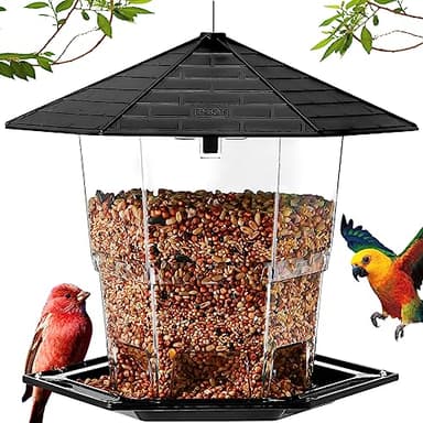 Jealoeur Bird Feeders for Outdoors Hanging Bird Feeder Wild Birds Seed, Black - Image 1