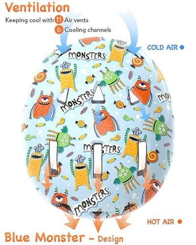 Toddler Bike Helmet for Boys and Girls, Adjustable Kids Helmets from Infant/Baby to Children, 1/2/3/4/5/6/7/8 Years Old-Blue Monster XS - Image 5
