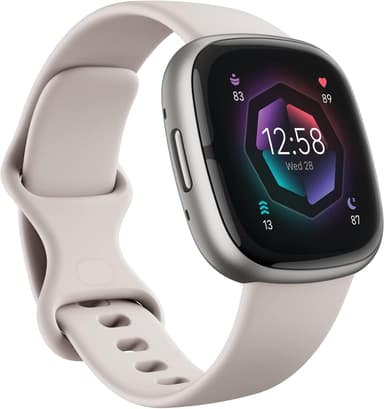 Fitbit Sense 2 Advanced Health and Fitness Smartwatch with Tools to Manage Stress and Sleep, ECG App, SpO2, 24/7 Heart Rate and GPS, Lunar White/Platinum, One Size (S & L Bands Included - Image 2