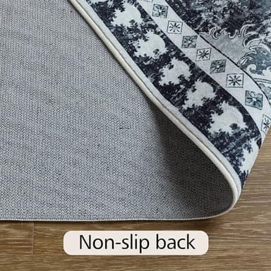 4x6 ft Washable Area Rug, Non-Slip Indoor/Outdoor, Black & White Boho Design for Kitchen, Patio, Office, Entryway, Kids Room, and Runner Rugs - Image 5