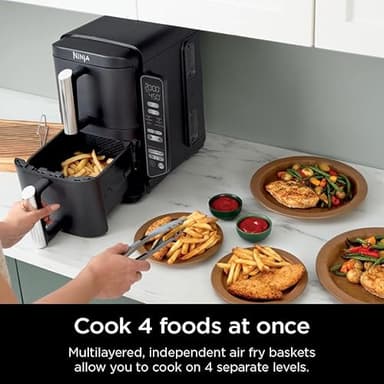 Ninja Air Fryer, 8 QT DoubleStack 2-Basket, Space Saving Design, Cooks 2lb Chicken Wings, Feeds up to 6 People, 6-in1 Air Fryer, Roast, Bake & More, Easy to Clean, Dishwasher Safe Parts, Black, SL201 - Image 4