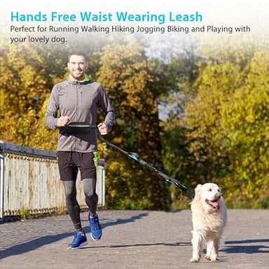 Uppetly Hands Free Dog Running Leash with Adjustable Waist Belt, Dual Handle Elastic Bungees Retractable Rope for Medium and Large Dogs, Reflective Stitches for Walking Hiking Biking (Large, 25-120lb) - Image 7