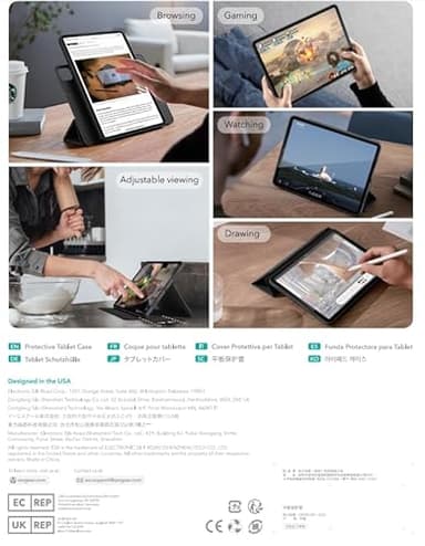 ESR for iPad Air 11 Inch Case M3/M2 (2025/2024), iPad Air 5th/4th Gen Case (2022/2020) 10.9 Inch with Pencil Holder, Removable Magnetic Cover, Vertical Stand, Rebound 360 Series, Black - Image 11