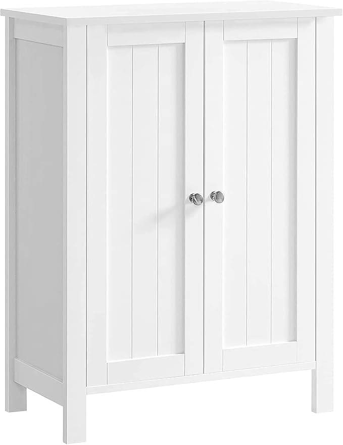 VASAGLE Floor Storage Cabinet, Freestanding Storage Unit with 2 Adjustable Shelves, for Bathroom Living Room Dining Kitchen, 11.8 x 23.6 x 31.5 Inches, White UBCB60W - Image 1
