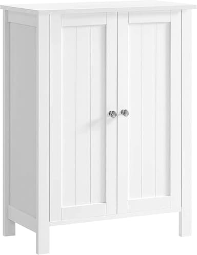 VASAGLE Floor Storage Cabinet, Freestanding Storage Unit with 2 Adjustable Shelves, for Bathroom Living Room Dining Kitchen, 11.8 x 23.6 x 31.5 Inches, White UBCB60W - Image 1