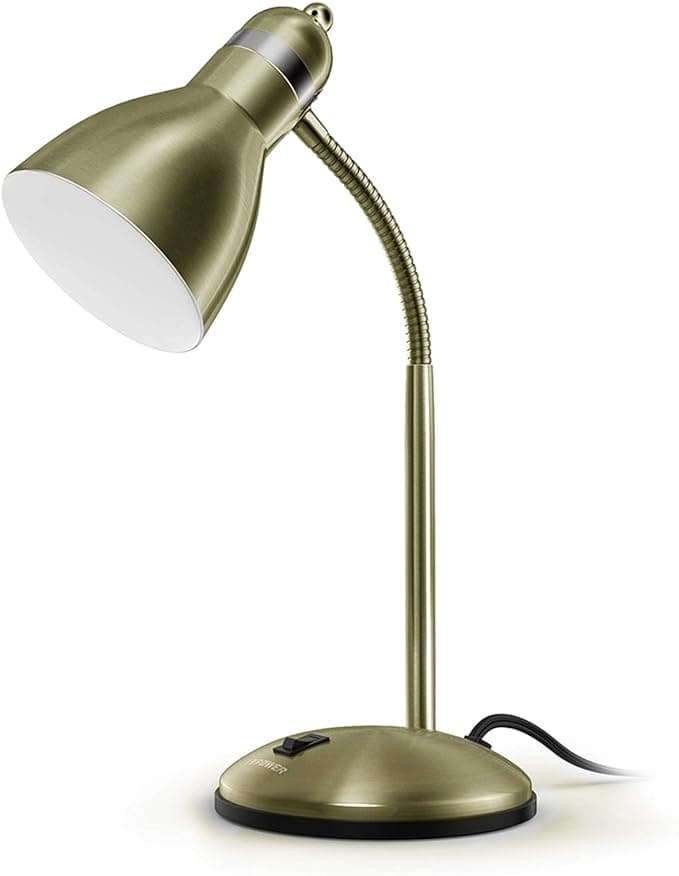 LEPOWER Metal Desk Lamp, Adjustable Goose Neck Table Lamp, Eye-Caring Study Desk Lamps for Bedroom, Study Room and Office (Bronze - Image 1