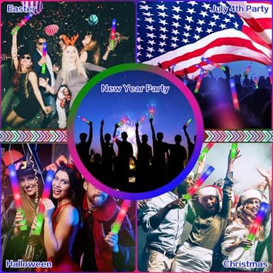 Lydazlab 110PCS LED Foam Glow Sticks, Foam Light Up Sticks, Wedding Glow Stick Bulk Party Pack with 3 Modes Flashing, Glow in the Dark Party Supplies for Halloween, Birthday, Camping, Carnival, Rave - Image 4
