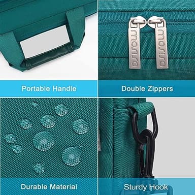 MOSISO Laptop Shoulder Bag 15.6 inch, 15-15.6 inch Computer Bag Compatible with MacBook Pro 16 inch, HP, Dell, Lenovo, Notebook with 2 Raised&1 Flapover&1 Horizontal Pocket&Handle&Belt, Teal Green - Image 4