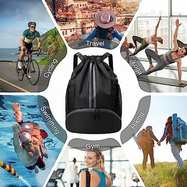 Hoedia Sports Drawstring Backpack - String Swim Gym Bag with Shoes Compartment and Wet Proof Pocket for Women&Men - Image 8
