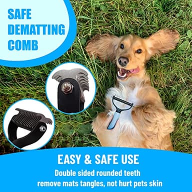 MASTER QUEEN Dog Brush Grooming Kit 5PCS - Dog Brushes for Grooming, Dog Brush for Shedding,Puppy Brush and Flea Comb for Dogs, Slicker Brush Comb and Dog Hair Brush Set Blue - Image 4