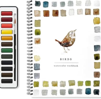 Watercolor Workbook,Beginner-Friendly W atercolor Workbook,12 Colors Watercolor Paint Set with Paint Brush,Art Crafts Painting Supplies,Beginner-Friendly Watercolor Painting Kit ((Flowers)) - Image 2