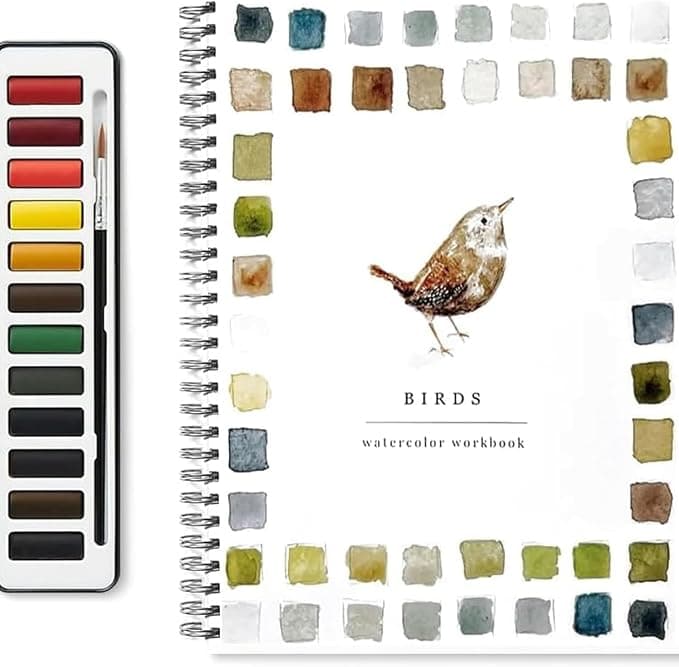 Watercolor Workbook,Beginner-Friendly W atercolor Workbook,12 Colors Watercolor Paint Set with Paint Brush,Art Crafts Painting Supplies,Beginner-Friendly Watercolor Painting Kit ((Flowers)) - Image 1