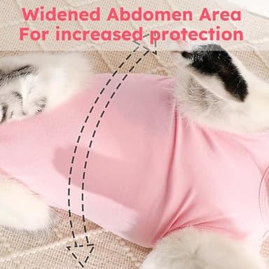 Hpetppy Cat Recovery Suit, Breathable Cat Surgery Recovery Suit Female, Cat Onesie for Cats After Surgery Spay Surgical Abdominal Wound Skin Diseases Cone of Shame Alternative (Pink,S) - Image 5