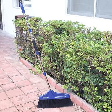 20 inches Full Size Angle Broom Heavy-Duty Outdoor Broom Commercial Broom for Courtyard Garage Lobby Patio Shop Warehouse Floor Sweeping - Image 3