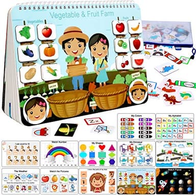 iHarPro Busy Book for Kids, Montessori Toys for Toddlers, Autism Sensory Educational Toys, Toddler Preschool Learning Activity Binder and Early Books - for Boys & Girls Develops Fine Motor Skills - Image 1