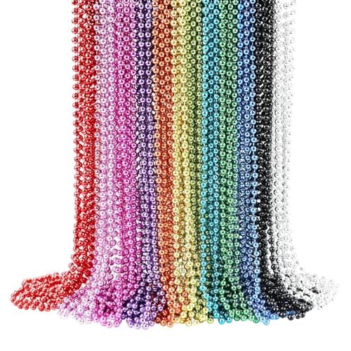 72 PCS Mardi Gras Beads Bulk, 33 Inch 12 Colors Party Beads for Mardi Gras, Christmas, St. Patrick's Day, Beads Party Favors, Throw Beads in 12 Shiny Metallic Colors - Image 1