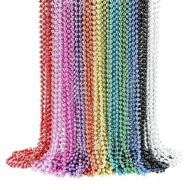 72 PCS Mardi Gras Beads Bulk, 33 Inch 12 Colors Party Beads for Mardi Gras, Christmas, St. Patrick's Day, Beads Party Favors, Throw Beads in 12 Shiny Metallic Colors - Image 1