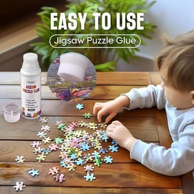 YAKAMOZ Jigsaw Puzzle Glue with Sponge Head for Adults Clear Water-Soluble Craft Puzzle Glue Quick Dry for 1000/1500/3000 Pieces of Puzzle,120ML - Image 6